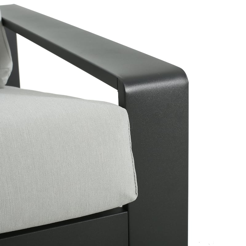 Christopher Knight Home - Outdoor Aluminum Conversation Set with Cushioned Chairs and Acacia Wood Coffee Table (3-Piece Set)