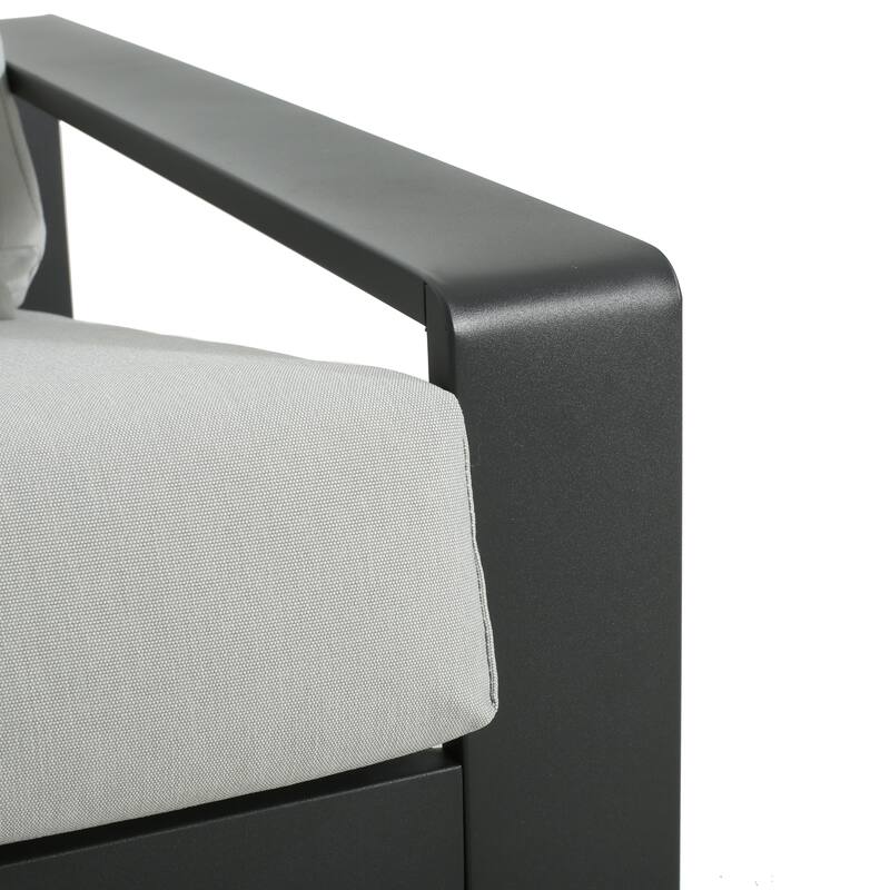 Roomfitters La Plata Outdoor Aluminum Lounge Chairs with Olefin Cushions, Modern Patio Seating, Black