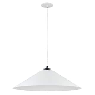 1 Light Pendant Light - Matte Black & White - Kitchen Island Lighting - Adjustable Height - 24