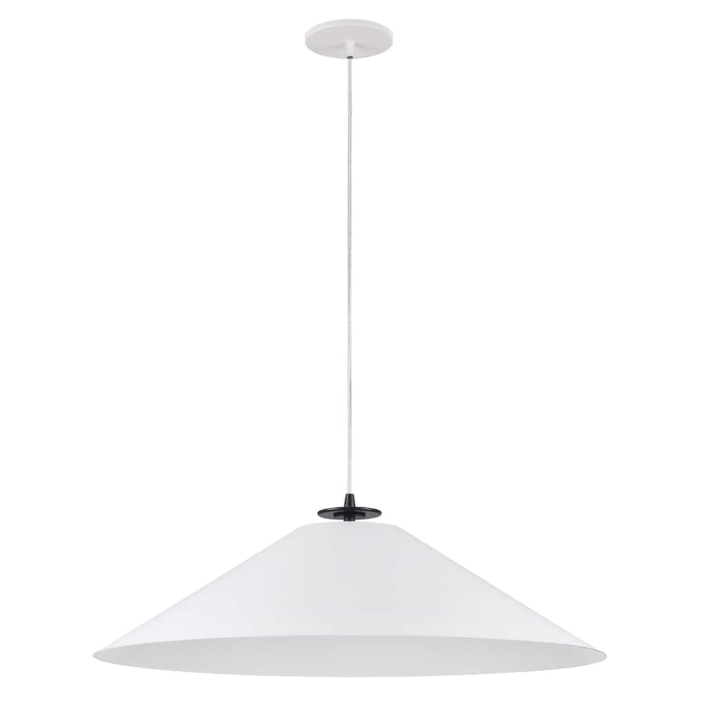 1 Light Pendant Light - Matte Black & White - Kitchen Island Lighting - Adjustable Height - 24