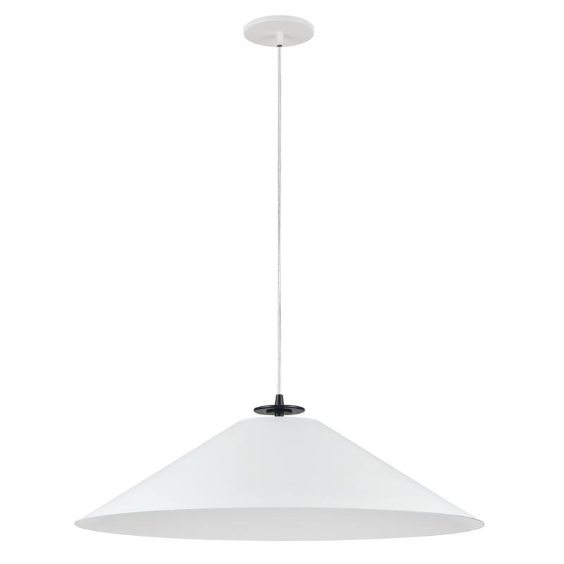 1 Light Pendant Light - Matte Black & White - Kitchen Island Lighting - Adjustable Height - 24