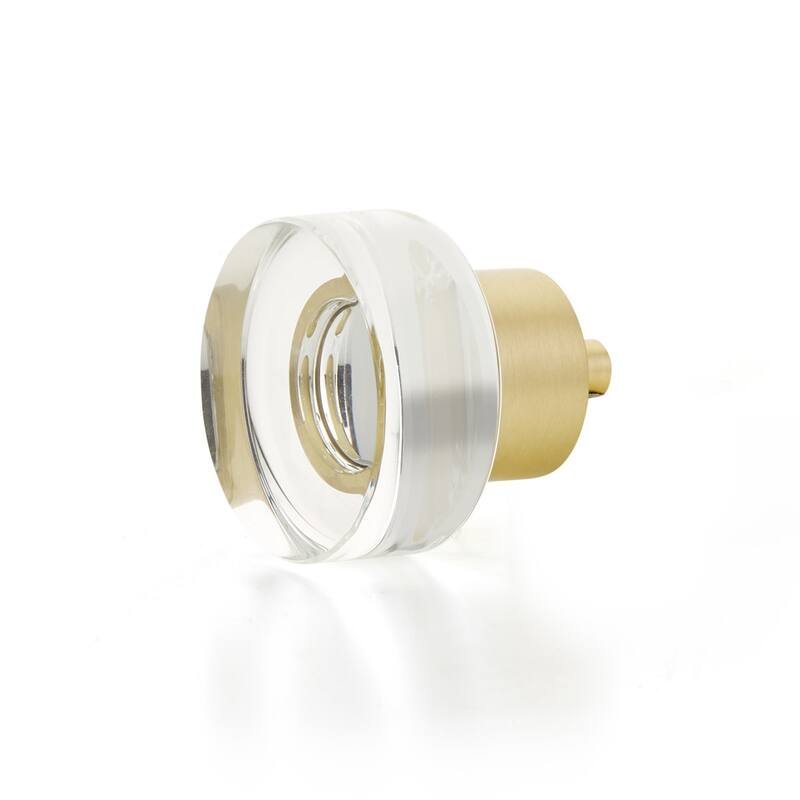 Schaub and Company City Lights 1-3/8" Round Disc Glass Cabinet Knob - Satin Brass