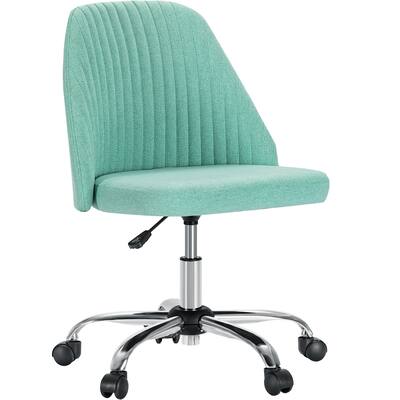 Armless Home Office Desk Chair with Wheels Dressing Chair, Green
