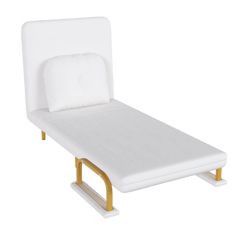 Folding Chair Bed, Convertible Sleeper Sofa 5 in 1 Folding Bed with 5-Position Adjustable Backrest & Pillow, Floor Single Chairs