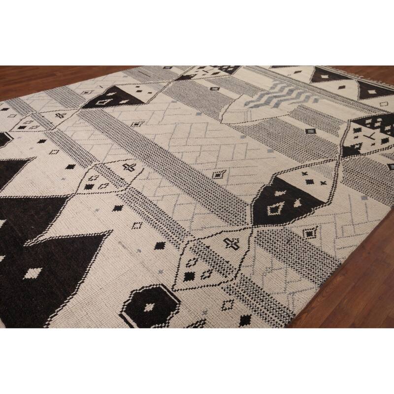 Geometric Moroccan Rug Hand-Knotted Wool Carpet - 8'9"x 12'7"