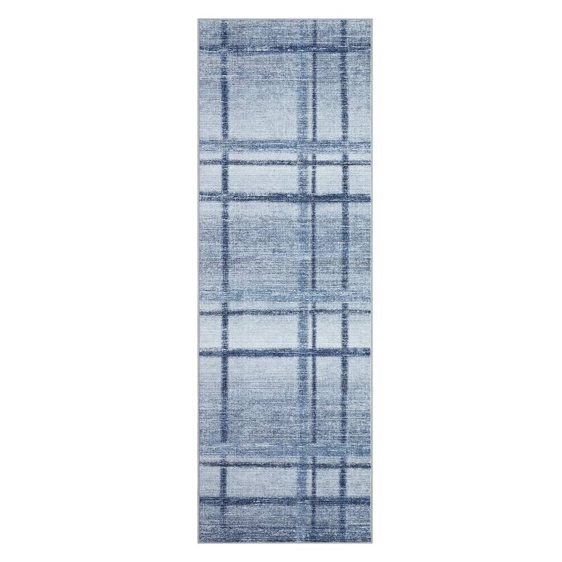 Washable Area Rug, Modern Geometric Area Rugs for Living Room Bedroom, Non-Slip Low Pile Indoor Soft Carpet