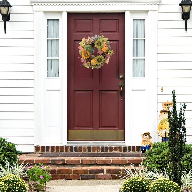 24-inch Faux Sunflowers, Pumpkins Fall Wreath