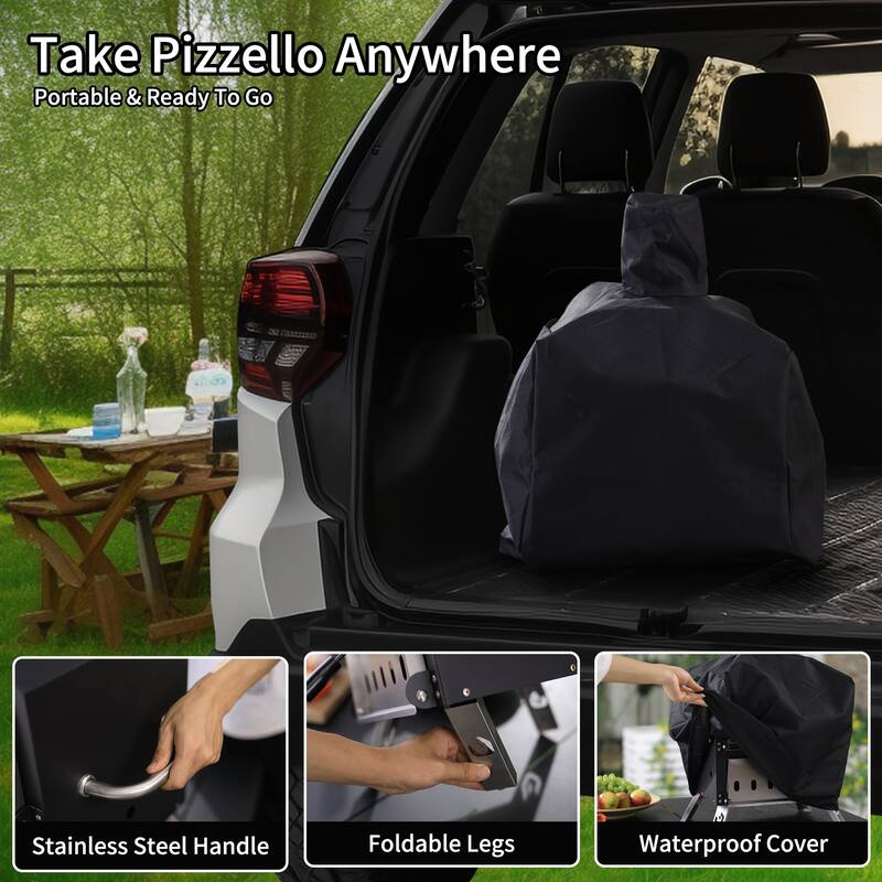 Outdoor Wood Fired Pizza Oven 2-Layer Pizza Maker Outside Pizza Grill for Backyard Parties - 12 inch
