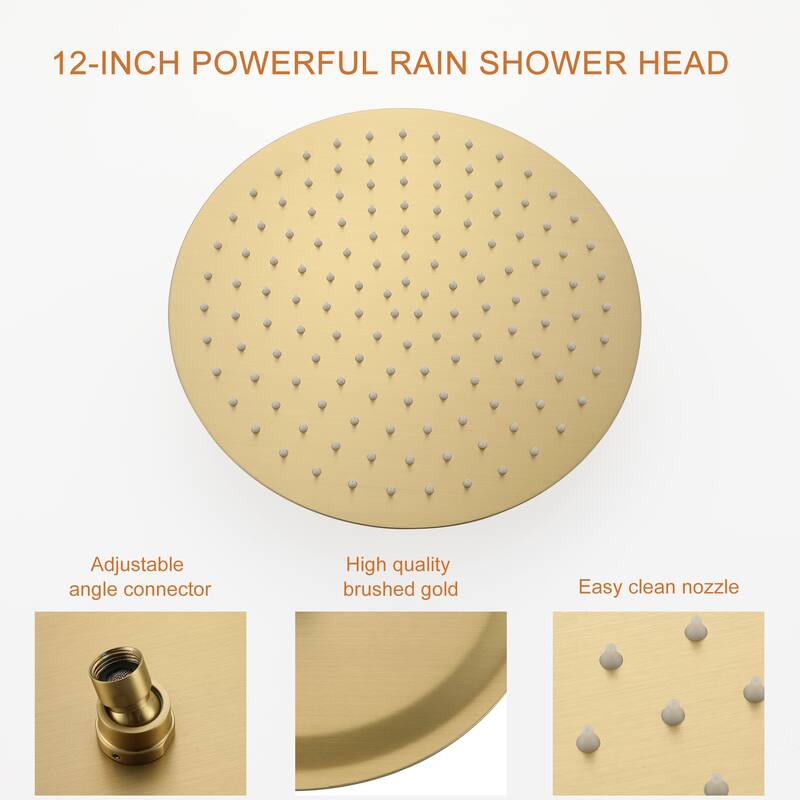 5-Spray Patterns with 2.5 GPM 12 in. Ceiling Mount Dual Shower Heads with Valve Included