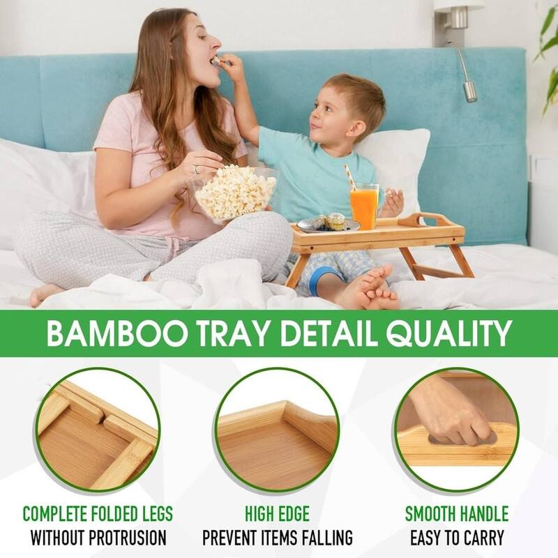 Bed Tray Table with Foldable Legs