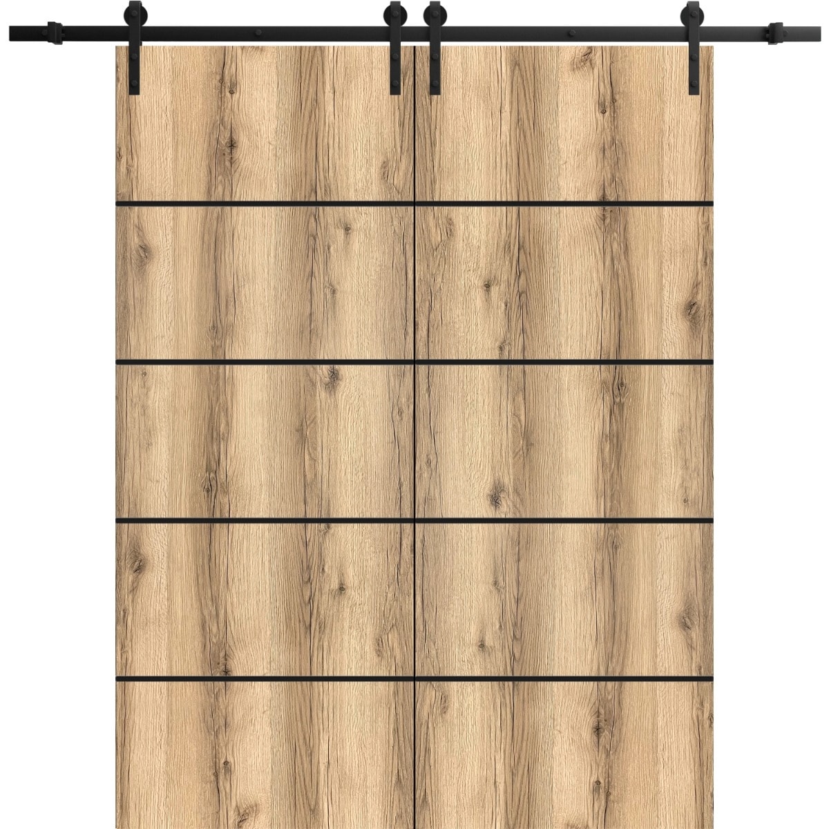 SartoDoors Planum 0015 | Closet Door Double Barn Door | Solid Wood | Hardware Set | 36x80, Oak Bedroom Door Bathroom Door