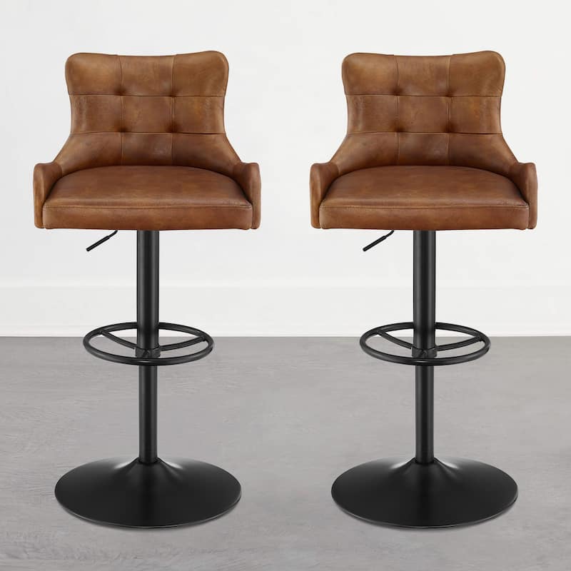 Art Leon Genuine Leather Bar Stool with Adjustable Height