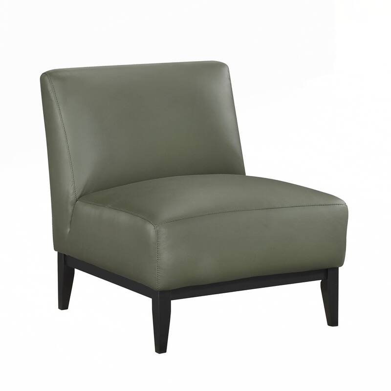 Upholstered Accent Chair Cushion Seat Back with Solid Wood Leg - Green