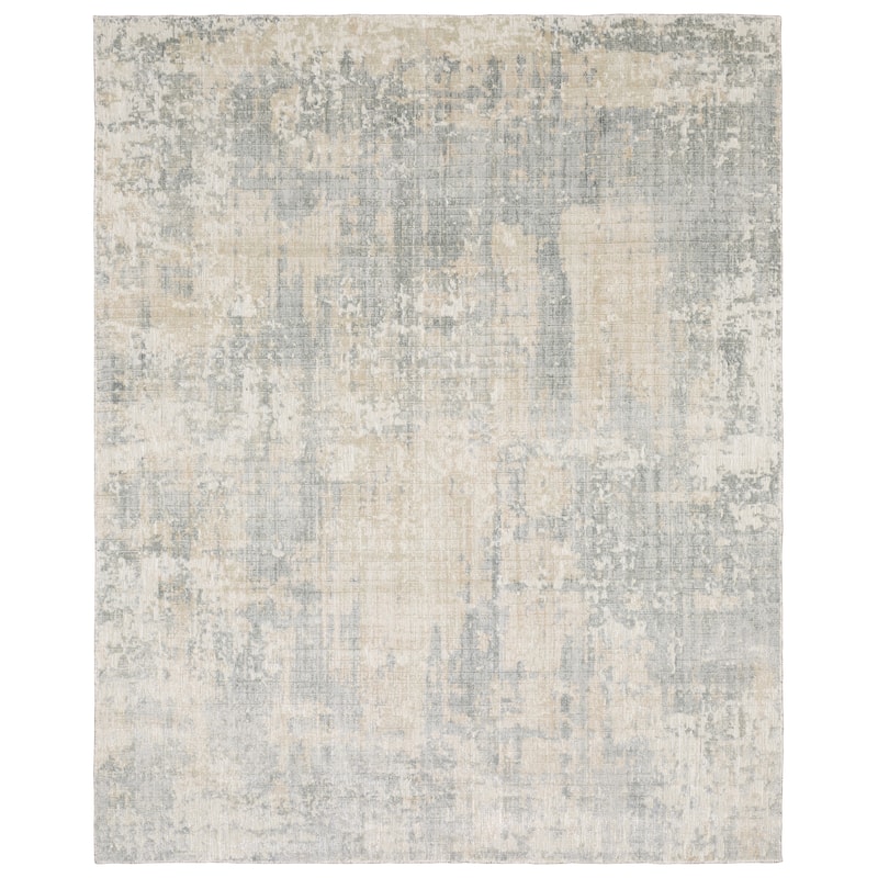 Somerset Textured Abstract Slate/ Beige Hand-made Wood Blend Area Rug