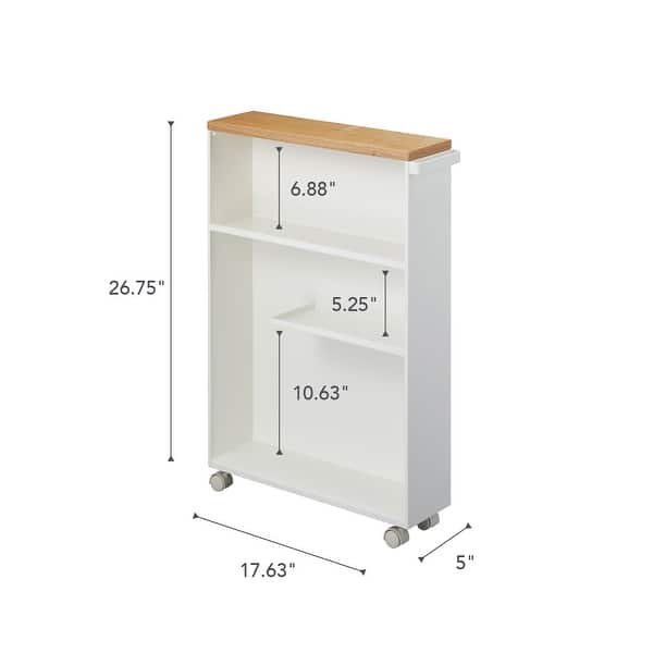 dimension image slide 1 of 3, Yamazaki Home Rolling Storage Cart, Steel, Minimal Assembly - L 18.7 x W 5.12 x H 26.97 inches