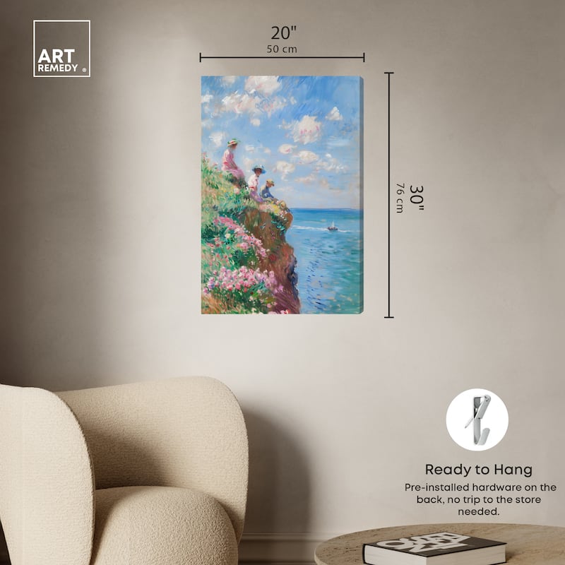 Art Remedy By The Seaside Gallery Wrapped Impressionism 1 Piece Canvas Wall Art /Monet And Van Gogh Inspired Art