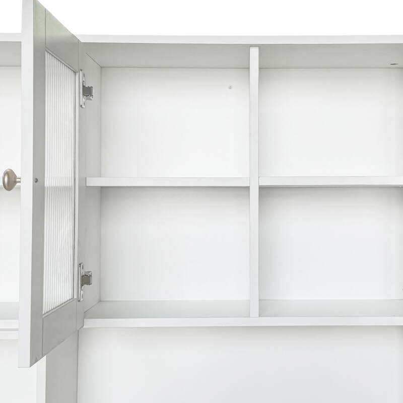 Computer Desk with glass door for Home Office or Study desk, Bookshelf & Hutch, Computer Desk with 90 Degree Rotating Desktop
