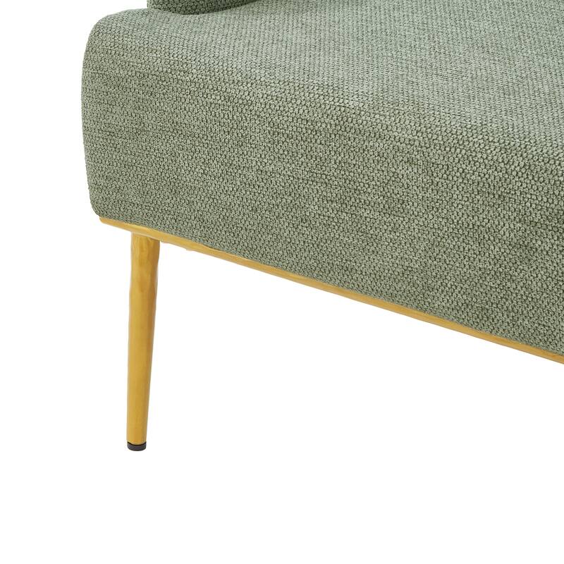 Modern Accent Chair Upholstered Armchair Single Sofa Chair with Curved Backrest and Gold Metal Legs for Living Room