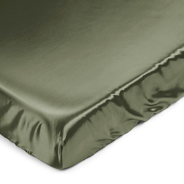 slide 2 of 6, Sweet Jojo Designs Dark Green Boy Girl Gender Neutral Satin Fitted Crib Sheet Solid Color Hunter Forest Olive for Woodland Camo
