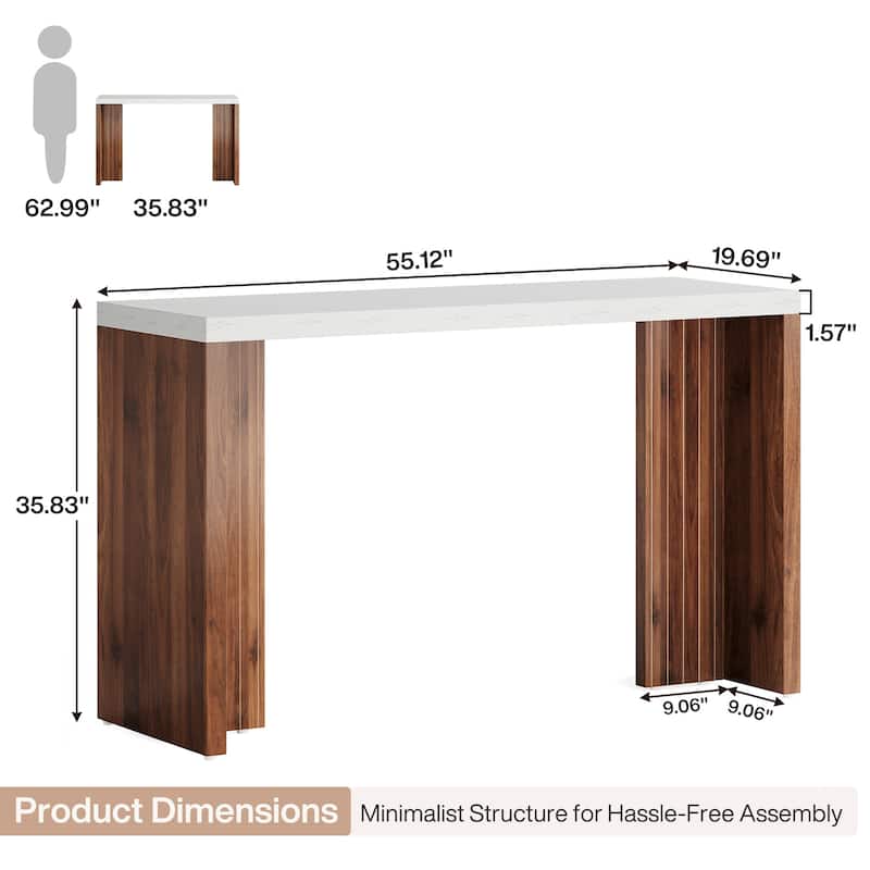 Home Bar Unit, 55.12-Inch Bar Table with Large Tabletop - 55.12" L x 19.69" W x 35.83" H
