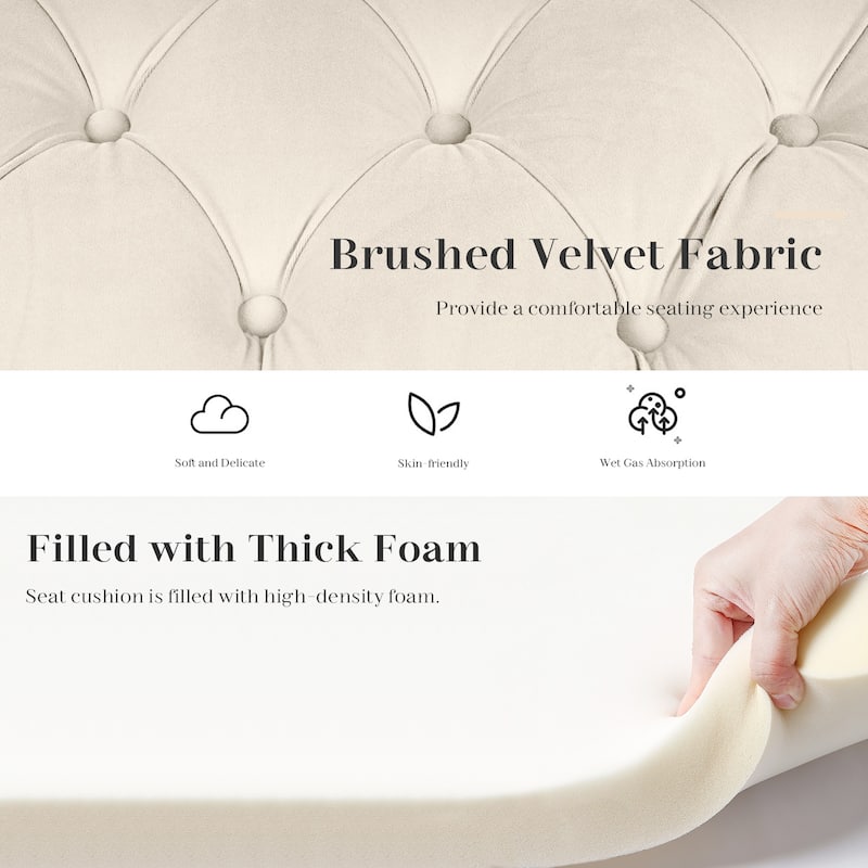 Velvet Storage Bench With Rubber Wood Legs for Bedroom