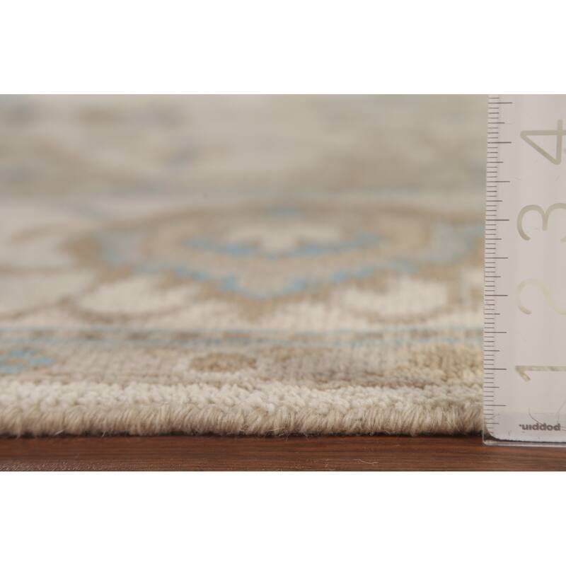 Hand Knotted Oriental 100% Wool Carpet Transitional All-Over Beige & Ivories Oushak Area Rug - 10' 2'' X 8' 0''