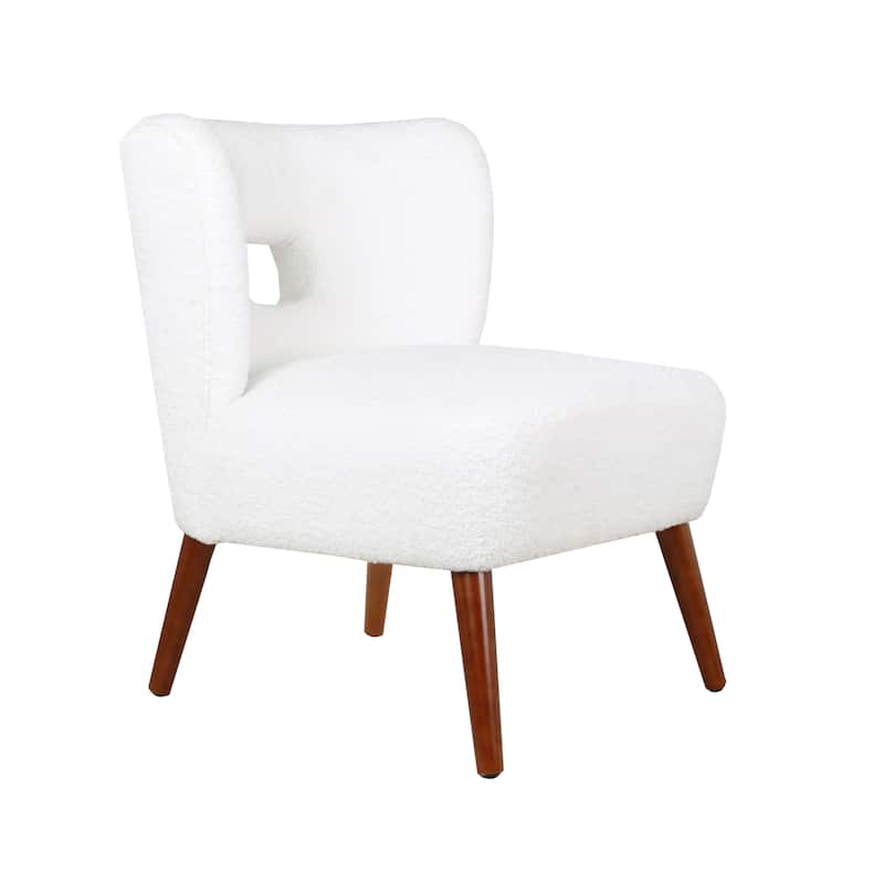 Porthos Home Hayle Sherpa Fabric Slipper Accent Chair with Rubberwood Legs - White