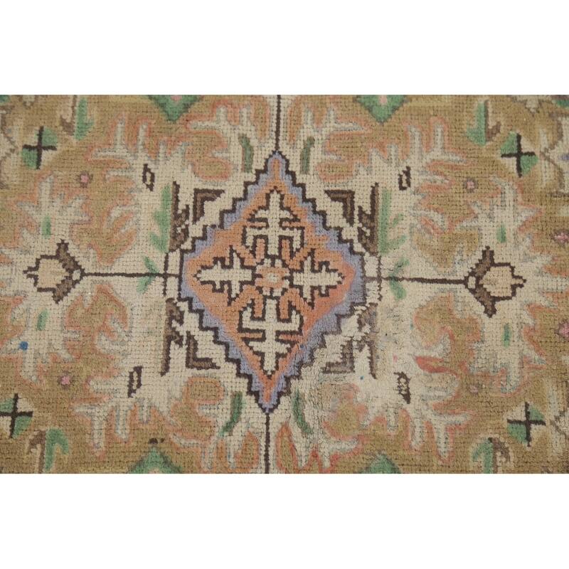Geometric Blue Tabriz Persian Vintage Area Rug Handmade Wool Carpet - 6'6"x 9'8"