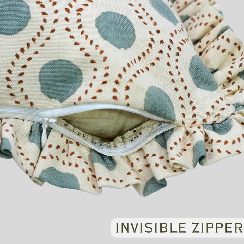 Fabdivine Cotton Frill Both Side Floral Pillow Cove Bed or Living Room Decoration