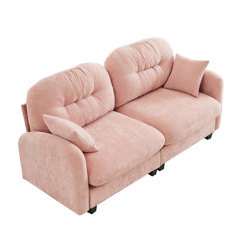 74" Loveseat Sofa, Modern Chenille Deep Seat Sectional Couch for Living Room, Tufted Backrest Love Seat with Pillows