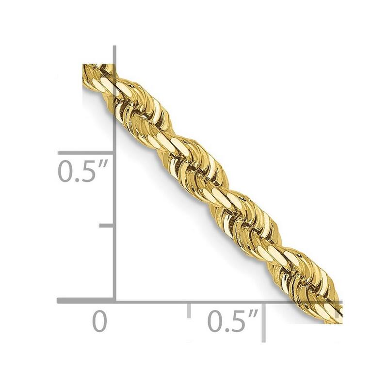 Curata 10k Yellow Gold Solid 4mm Sparkle Cut Quadruple Rope Chain Bracelet