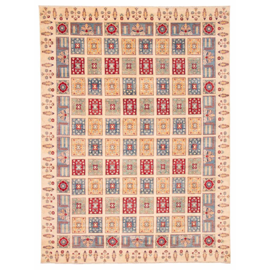 ECARPETGALLERY Hand-knotted Finest Ghazni Cream Wool Rug - 9'9 x 13'6