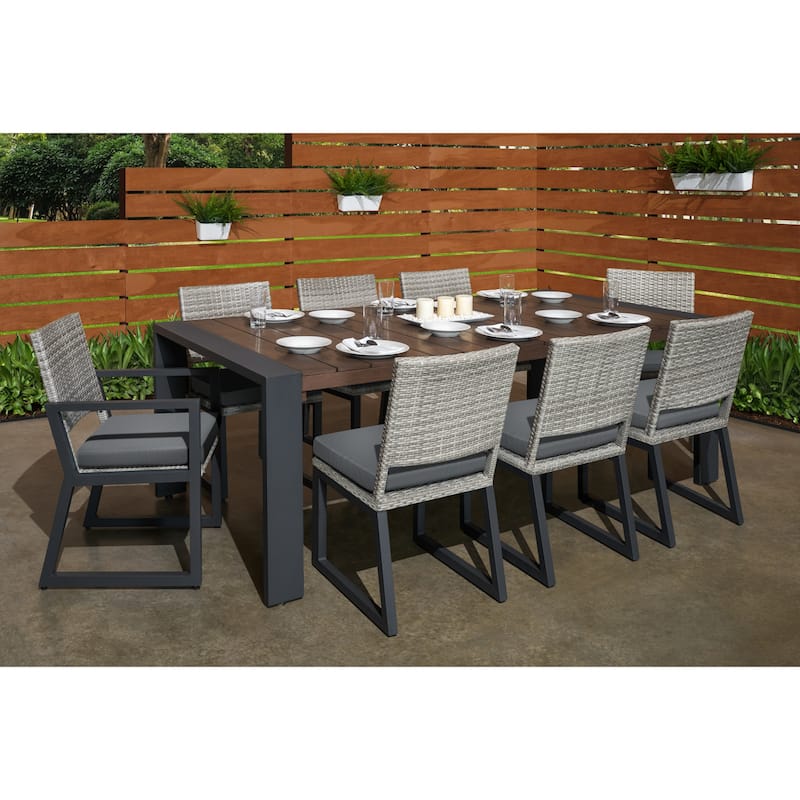 Milo Gray 9 Piece Sunbrella Outdoor Patio Dining Set
