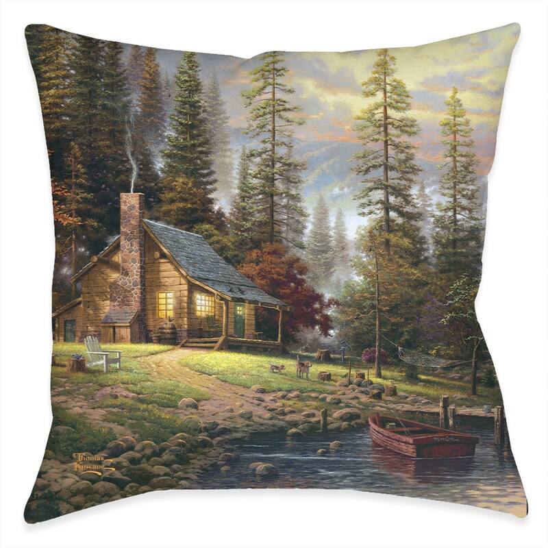Thomas Kinkade A Peaceful Retreat Indoor Decorative Pillow by Laural Home