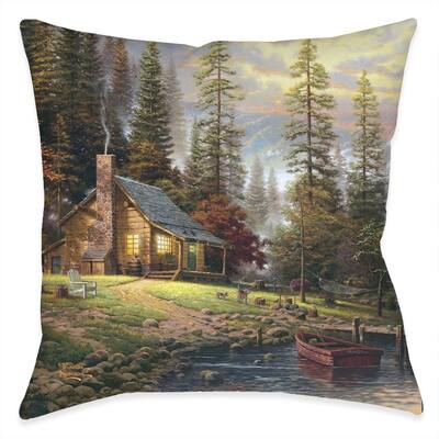 Thomas Kinkade A Peaceful Retreat Indoor Decorative Pillow by Laural Home