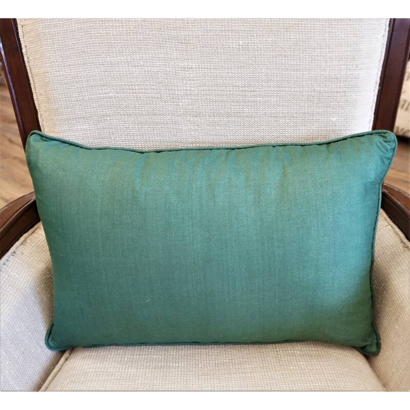 Home&Manor Premium Silk Throw Pillow Lumbar Green