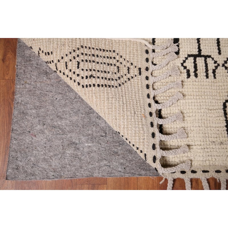 Geometric Moroccan Area Rug Handmade Wool Carpet - 7'10" x 11'1"