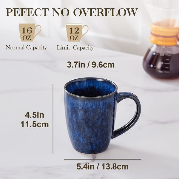 dimension image slide 0 of 3, vancasso STARRY Stoneware 4-Piece Coffee Mug Set 12oz/16oz