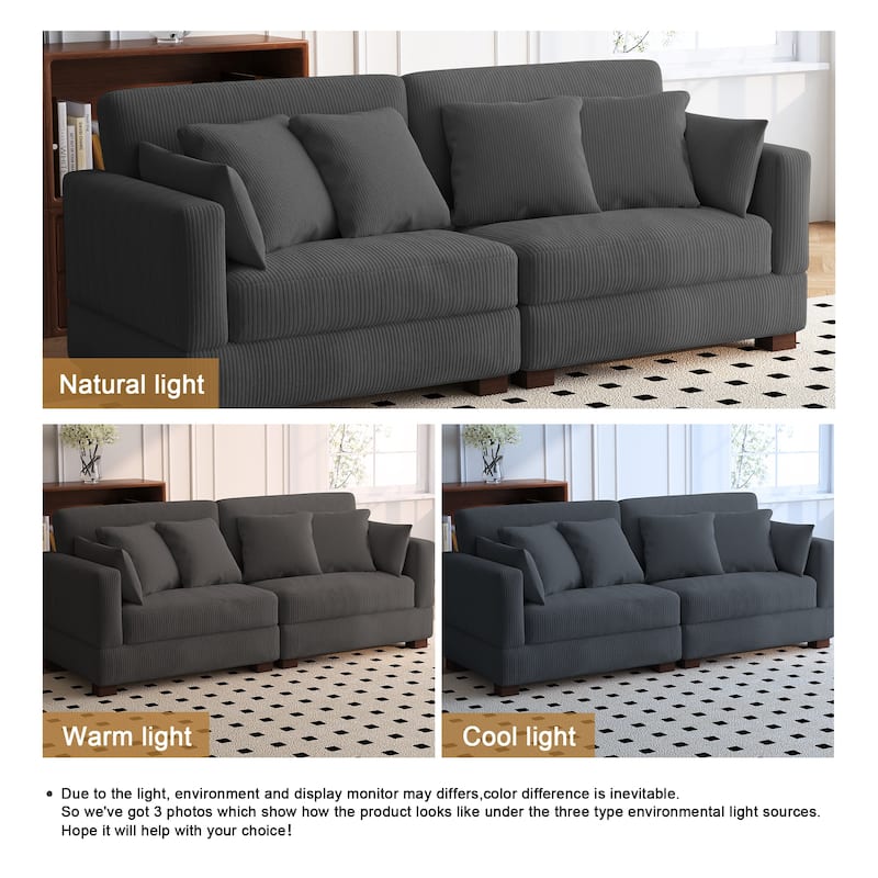 84.5″W Modern Corduroy Couch Modular Sofa