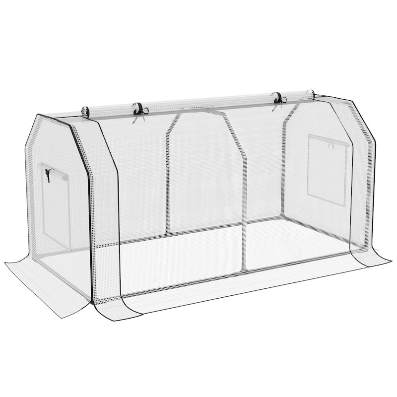 Patio Watcher 48x24x24-inch Portable Mini Greenhouse with PE Cover and Zipper Ventilation Doors for Garden Plants