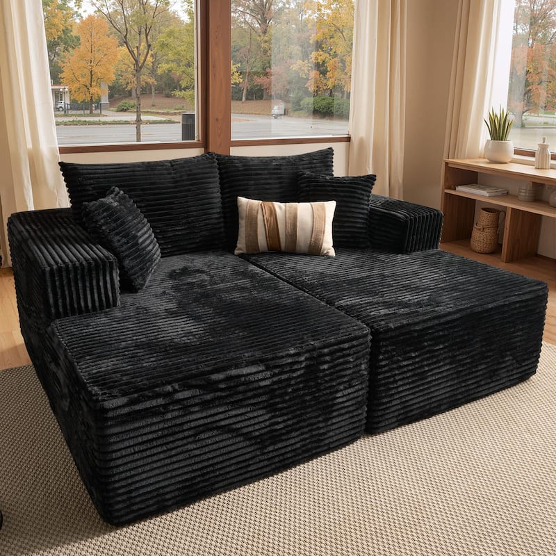 OVIOS Plush Sponge Double Chaise Lounge Sofa