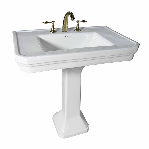 White Large Vitreous Victorian Pedestal Sink with Widespread Faucet Holes