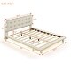 preview thumbnail 13 of 20, Gray Marshmallow Shaped Button-Tufted Headboard LED Platform Bed