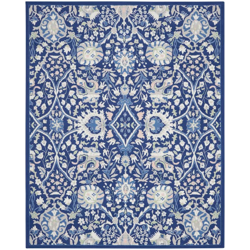 Nourison Whimsicle Modern Persian Floral Navy Ivory Area Rug