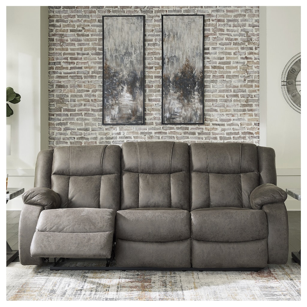 Signature Design by Ashley First Base Gunmetal Reclining Sofa - 86"W x 40"D x 41"H