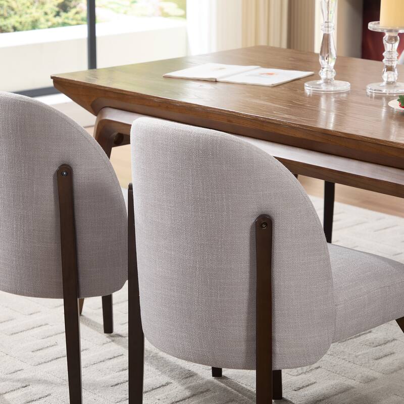 Wooden Dining Chairs Set of 2, Fabric Upholstered Dining Room Chair Kitchen Chairs, Farmhouse Dinner Chair