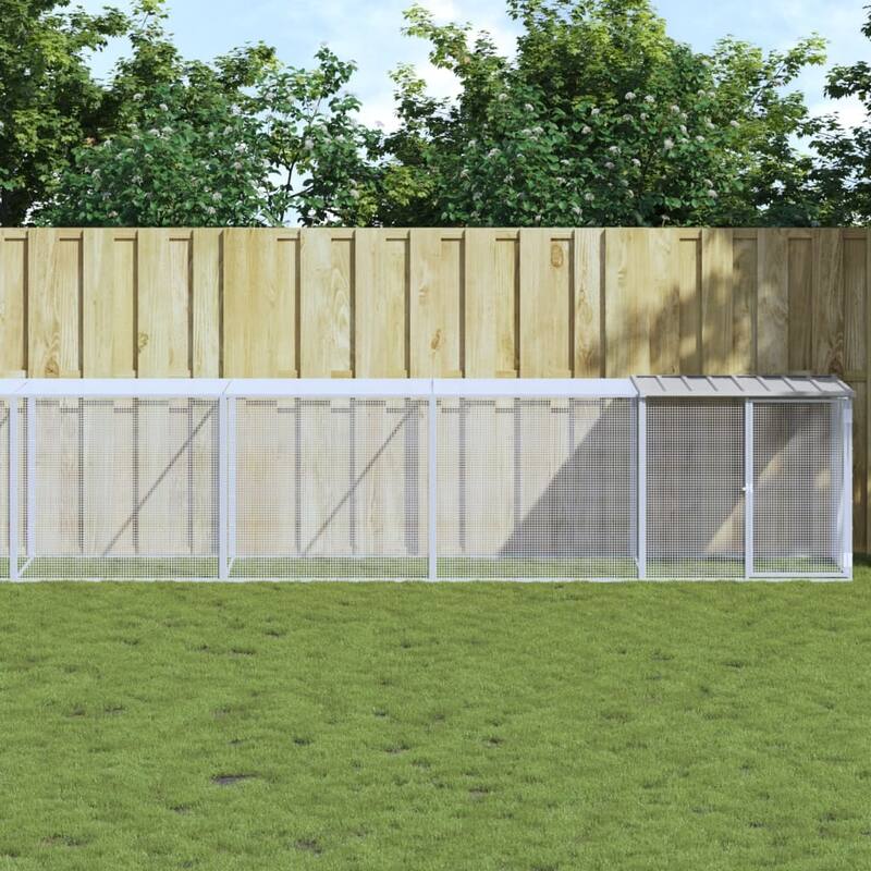 vidaXL Chicken Cage with Roof Light Gray/Anthracite multisize Galvanized Steel