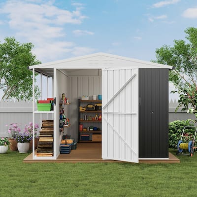 Outdoor Metal Storage Shed, 8' x 10' Weatherproof Garden Tool Shed with Lockable Doors, Utility Tool Storage Shed