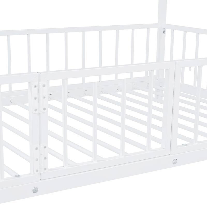 Metal Bunk Bed with Slide and Guardrails for Kids, Boys and Girls, Bedroom