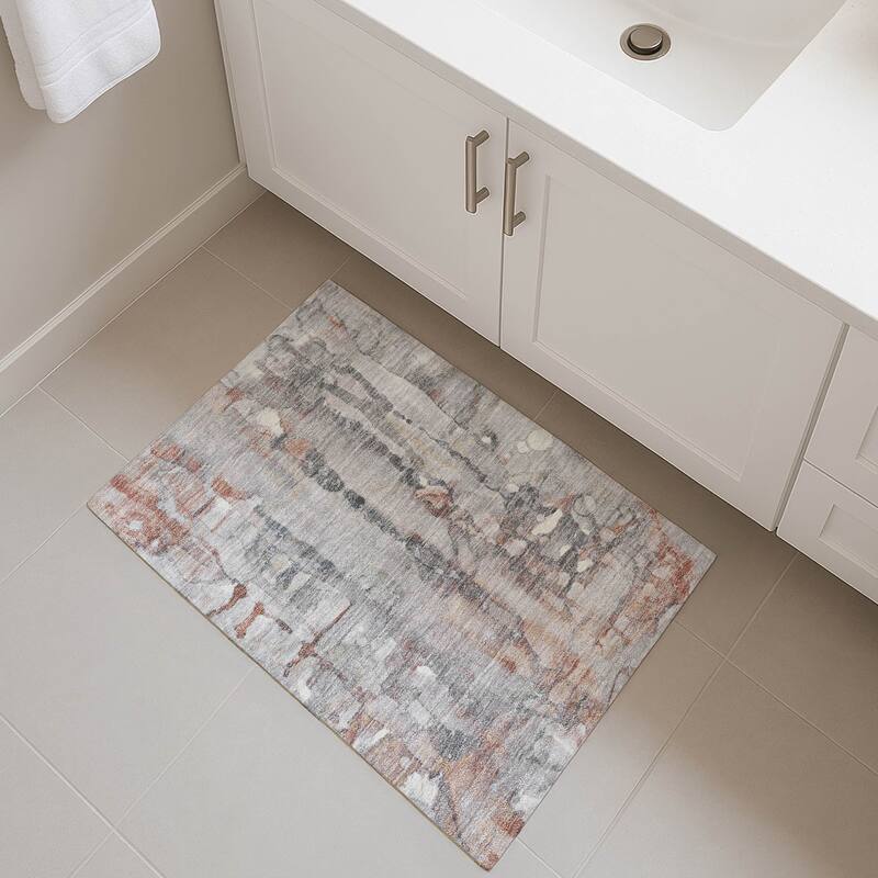 Premium Washable Super Soft Contemproary Rugged Mayfield Rug - Copper - 1'8" x 2'6"